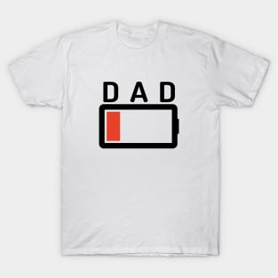 Funny Parenting Dad Low Battery Empty Tired T-shirt T-Shirt